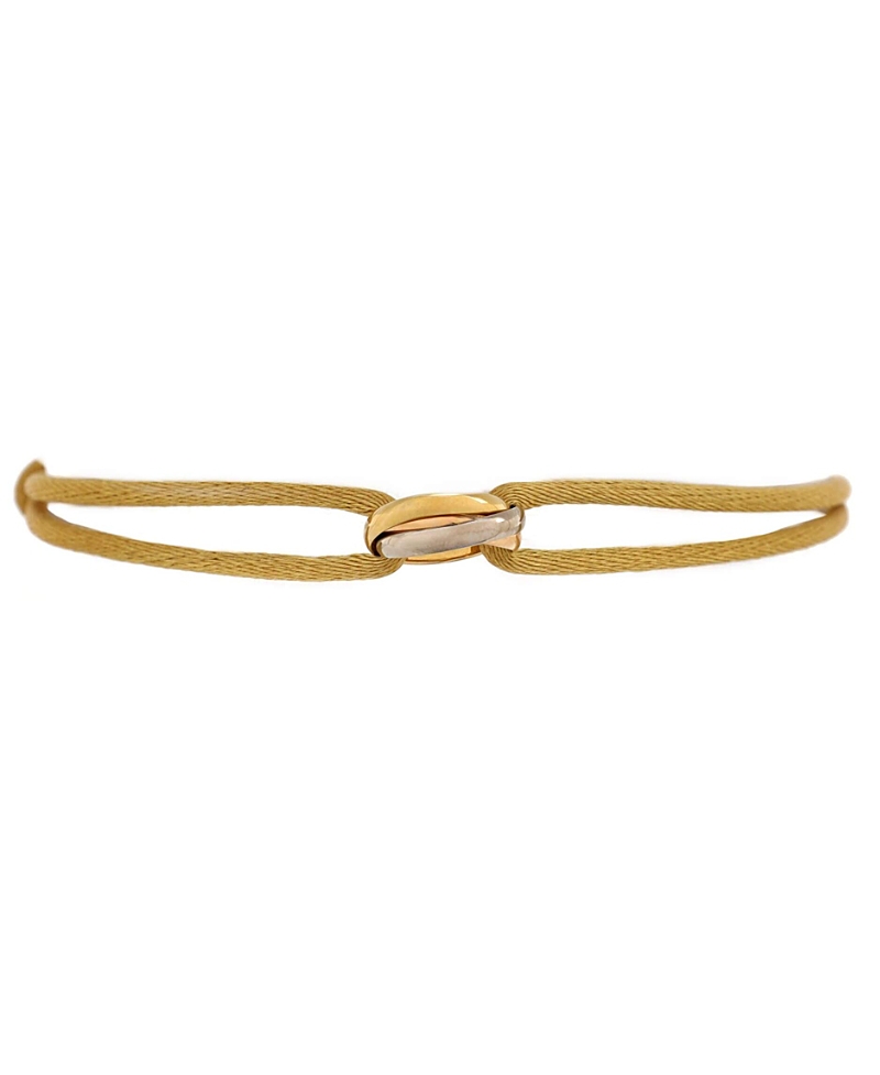 Pre-owned Pre-owned Cartier Cartier Trinity On Cord Bracelet Silk Cord With 18k Tricolor Gold In K Gold/silver/rose Gold