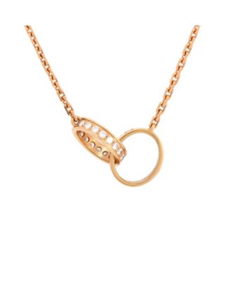 Pre-Owned Cartier - Love Interlocking Necklace 18K Rose Gold with Diamonds