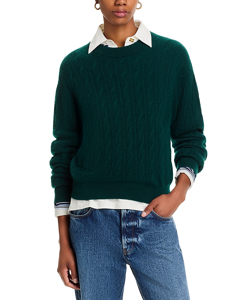 Guest in Residence Cashmere Cable Collegiate Crewneck Sweater