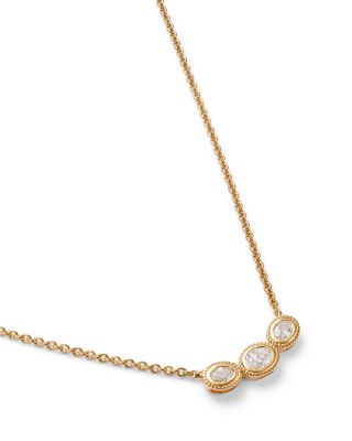 Diamond Oval Bezel Necklace in 14K Yellow Gold, 0.38 tcw