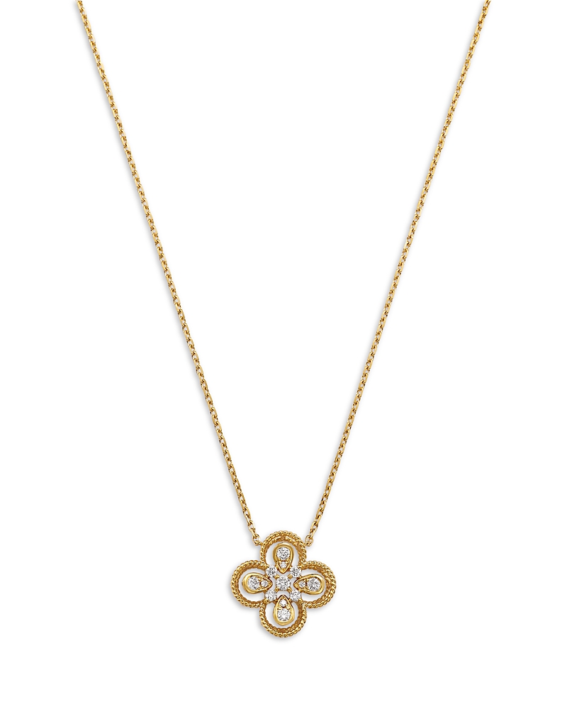Bloomingdale's Fine Collection Diamond Clover Pendant Necklace In 14k Yellow Gold, 0.26 Ct. T. W.