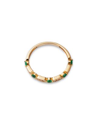 Emerald & Diamond Band in 14K Yellow Gold