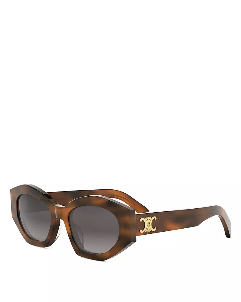 Celine Triomphe Havana Oval Sunglasses, 55mm