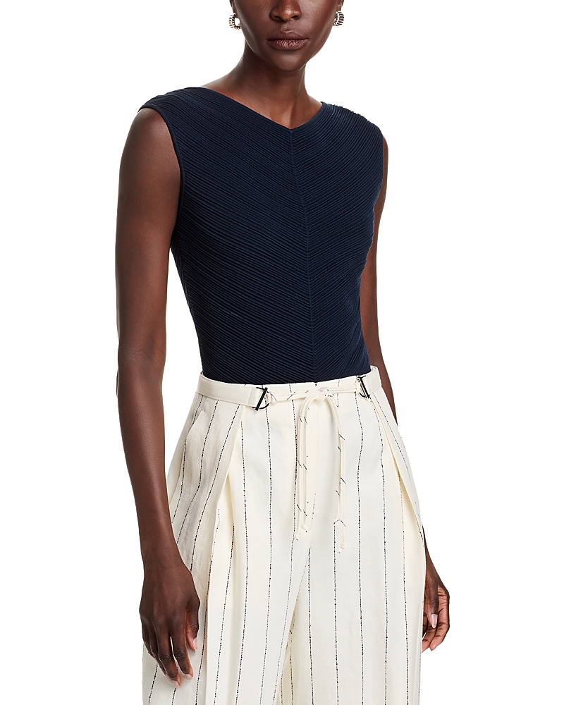 Hugo Boss High-neck Top In Matte Fabric In Sky Captain