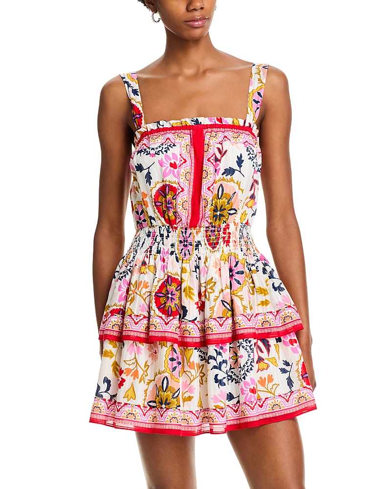 Ramy Brook Alicia Mixed Print Cotton Blend Minidress In White Maya Combo