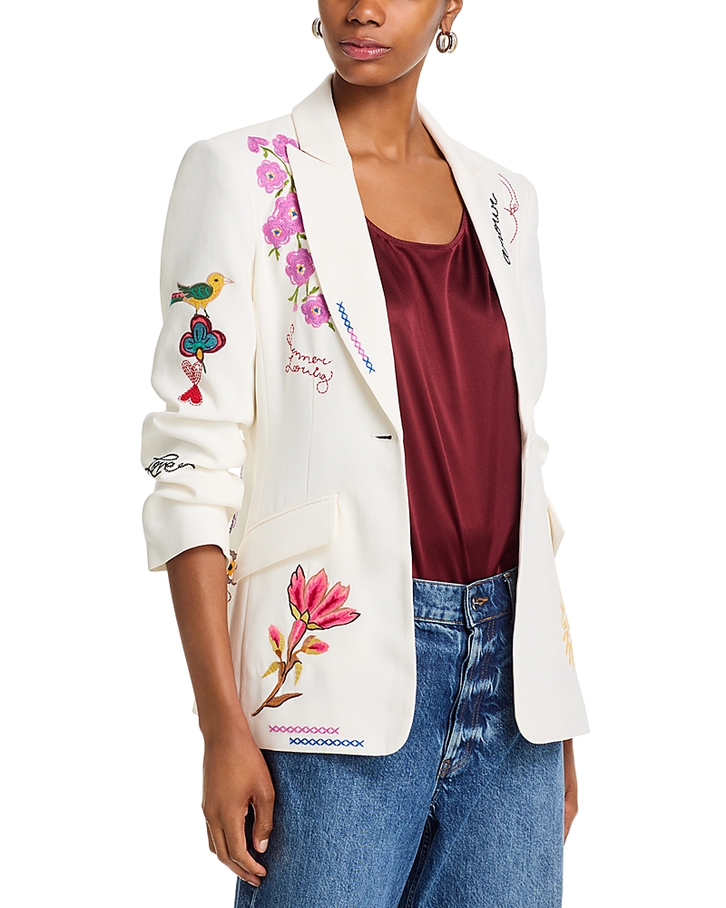 Cinq À Sept Cheyenne Scrunched Summer Love Blazer In Ivory Multi