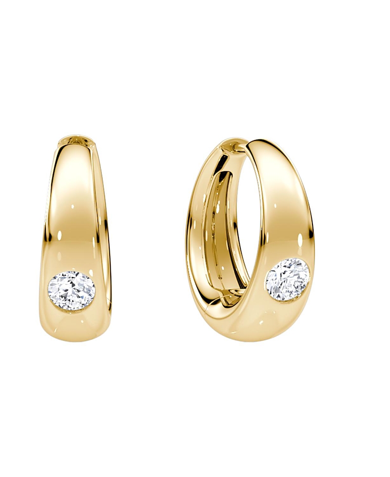 Vrai Petite Dome Hoop In 14k Yellow Gold, 0.20ctw Round Brilliant Lab Created Diamonds In Gold