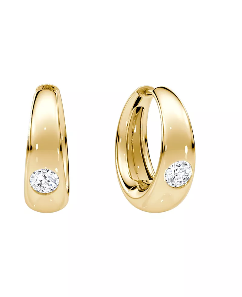 Vrai Petite Dome Hoop in 14K Yellow Gold, 0.20ctw Round Brilliant Lab Created Diamonds