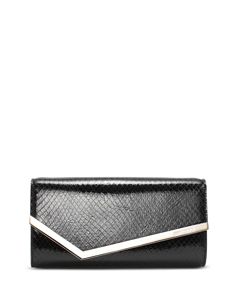 Jimmy Choo Emmie Crossbody Clutch In Black/light Gold