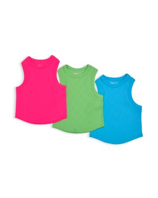 Girls' Cropped Ribbed Racerback Tank Top Bundle, Pack of 3 - Little Kid, Big Kid