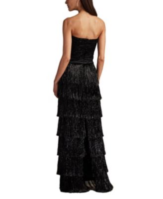 Shania Sequin Velvet Fringe Gown