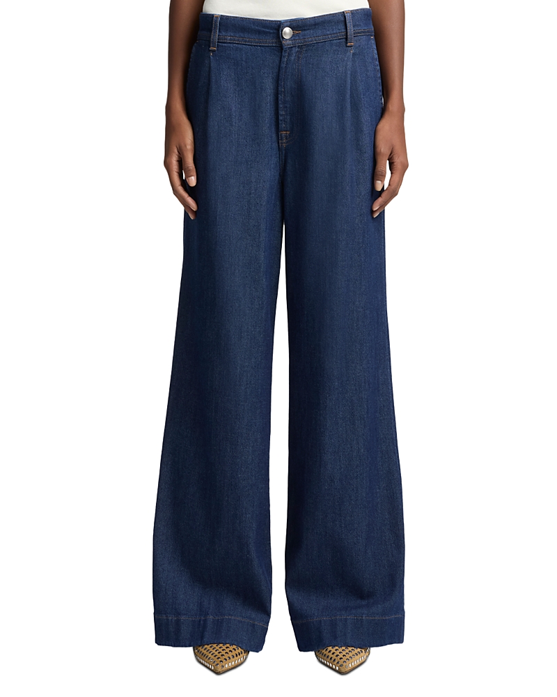 7 For All Mankind High Rise Wide Leg Pants In Halona In Blue
