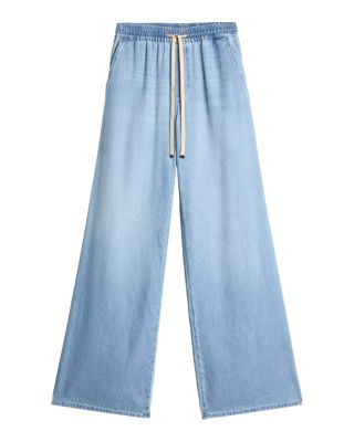 Drawstring High Rise Wide Leg Jeans in Hana