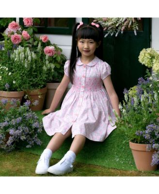 Girls' Ditsy Bloom Smocked Button-Front Dress - Little Kid, Big Kid