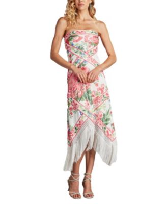 Brette Floral Print Tassel Fringe Midi Dress