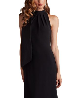 Sims Taffeta Shoulder Bow Halter Gown