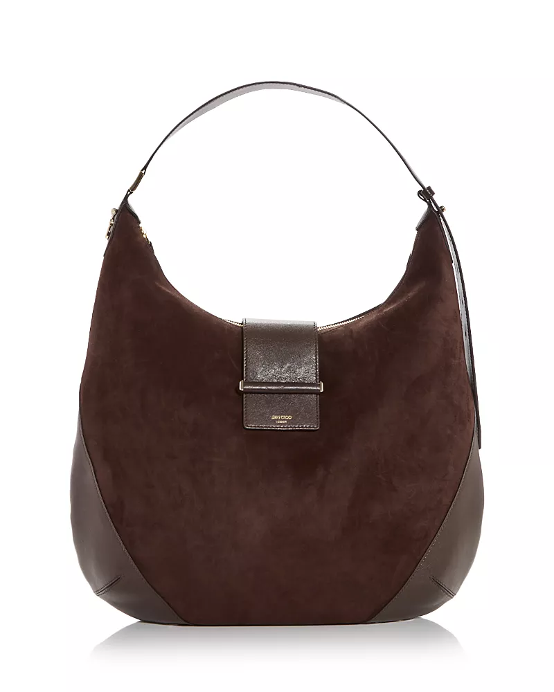 Jimmy Choo Bar Hobo Suede & Leather Shoulder Bag