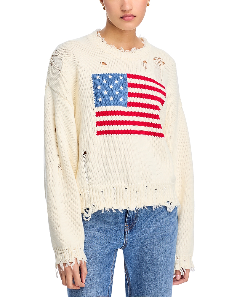 DENIMIST OVERSIZED CROPPED AMERICAN FLAG SWEATER