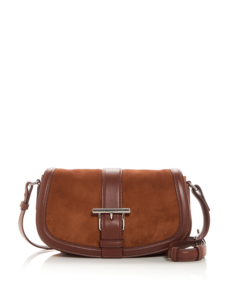 McQueen T-Bar Suede & Leather Satchel Shoulder Bag