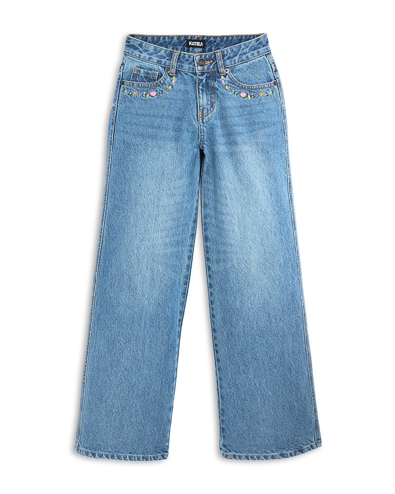 Katiejnyc Girls' Chicago Low Rise Wide Leg Jeans - Big Kid In Blue