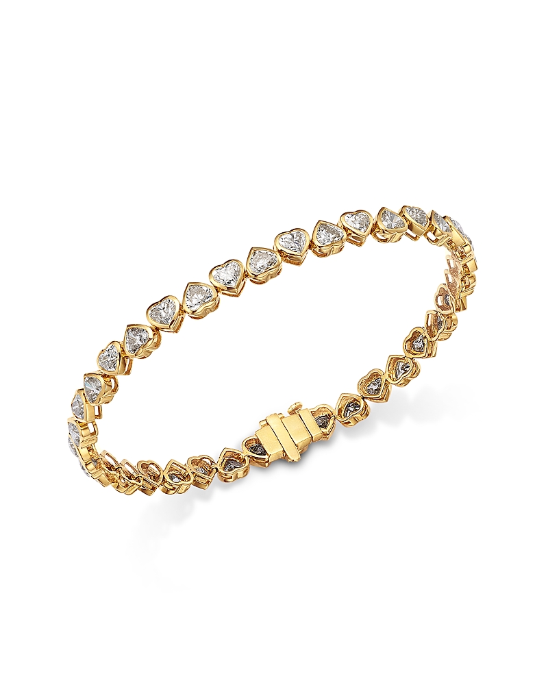Moon & Meadow Heart Alternating Lab Grown Diamond Tennis Bracelet In 14k Yellow Gold, 7.6 Ct. T. W.