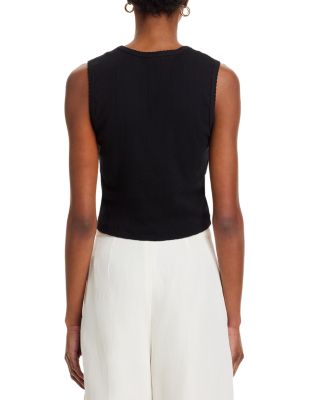 Pointelle Sleeveless Crewneck Top
