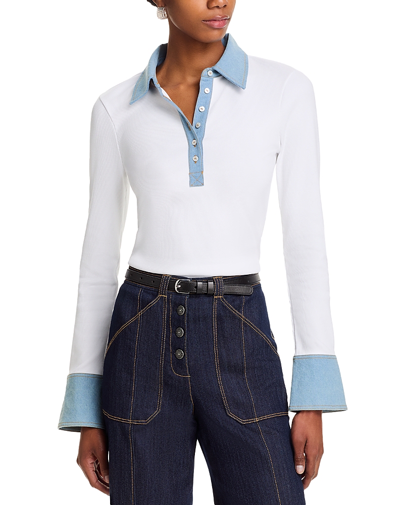 Cinq a Sept Jaden Denim Trim Top
