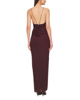 Anya Plunge Neck Ruched Maxi Dress