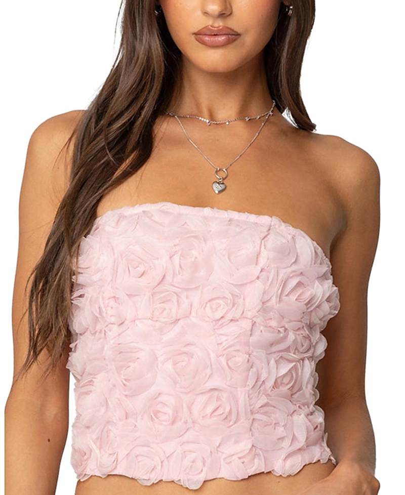 Edikted Rosee Textured Floral Corset In Light Pink