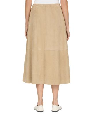 Pull On Midi Suede Skirt