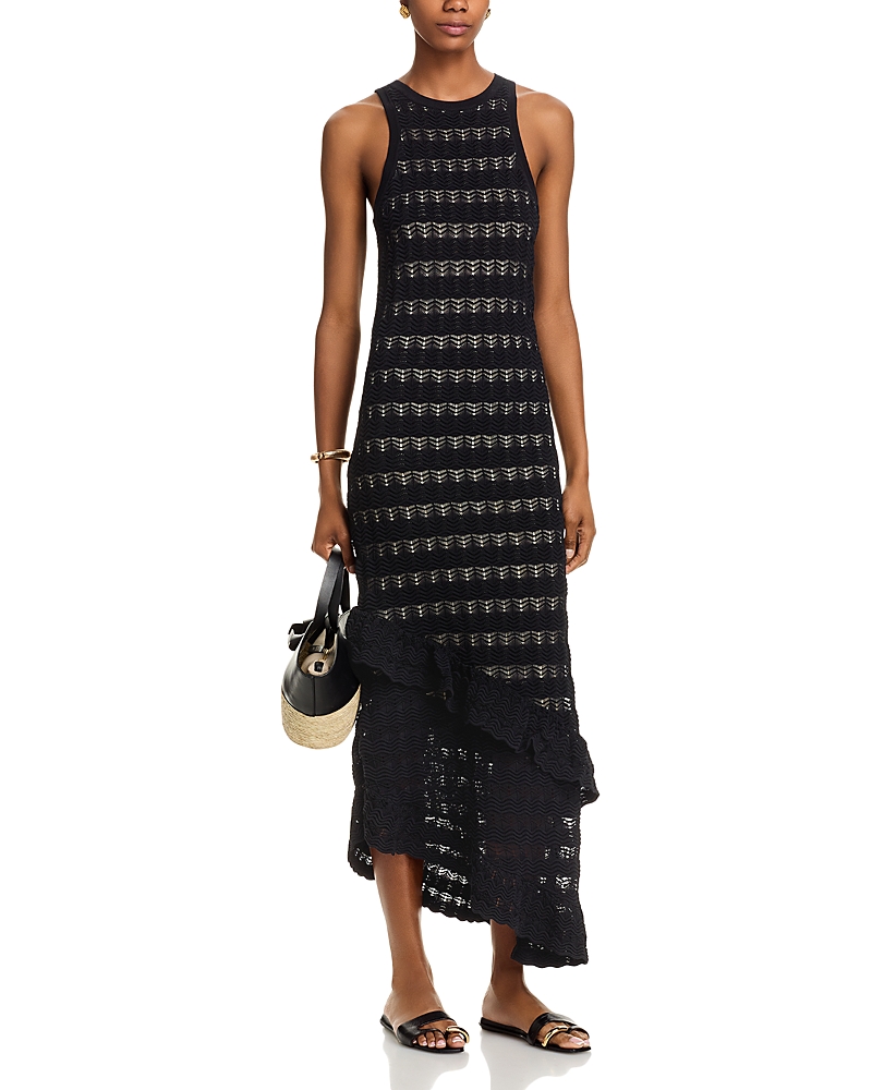 Aqua Crochet Ruffle High Low Dress - Exclusive