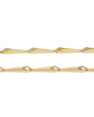 18K Yellow Gold Like Collection Elongated Tapered Diamond Necklace, 17.7"