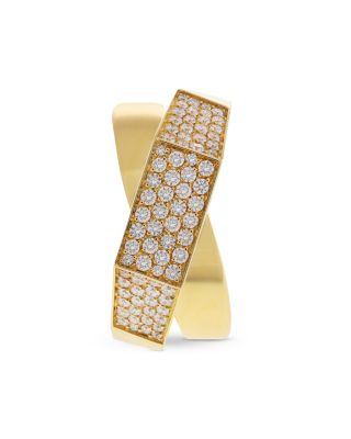 18K Yellow Gold Like Collection Faceted Diamond Pav&eacute; Ring, 0.68 tcw