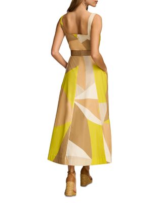 Printed Belted Square Neck Dress