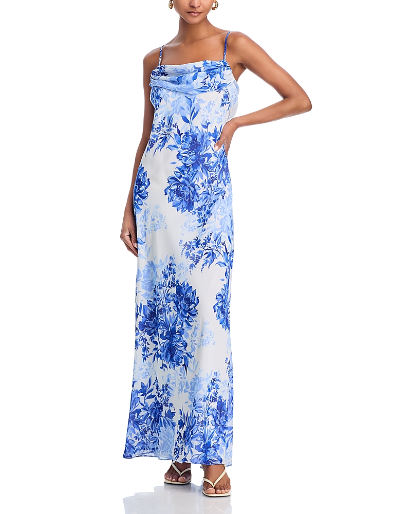 AQUA PRINTED SPAGHETTI STRAP MAXI DRESS - EXCLUSIVE