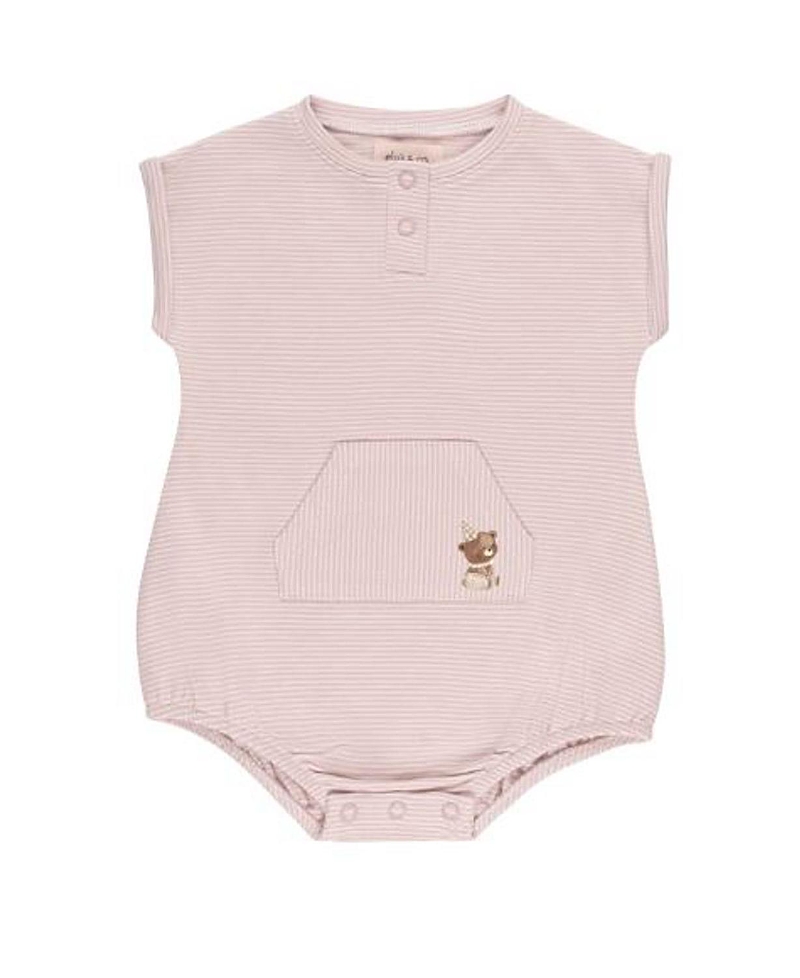 Ely's & Co. Unisex Baby French Terry Romper - Bear Collection In Pink
