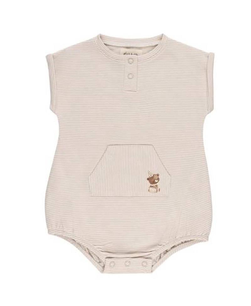 Ely's & Co. Unisex Baby French Terry Romper - Bear Collection In Neutral