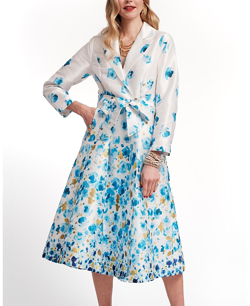 FRANCES VALENTINE LUCILLE POCKET FULL OF POSIES POLY DUPION WRAP DRESS