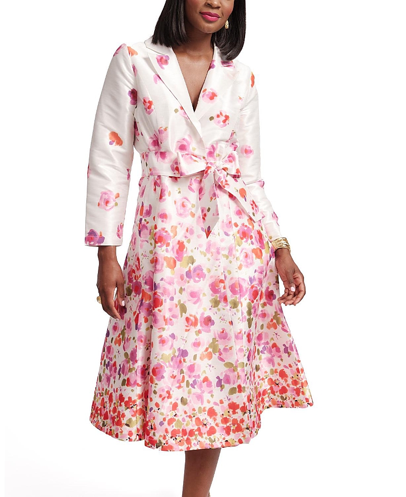 FRANCES VALENTINE LUCILLE POCKET FULL OF POSIES POLY DUPION WRAP DRESS