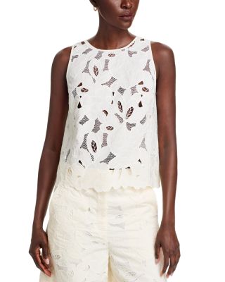 BOSS - Berodi Broderie Anglaise Sleeveless Lace Top