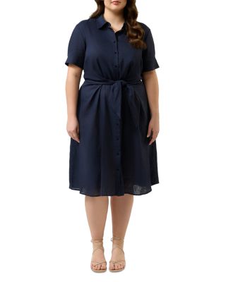 Estelle Plus - Plus Esther Belted Shirt Dress