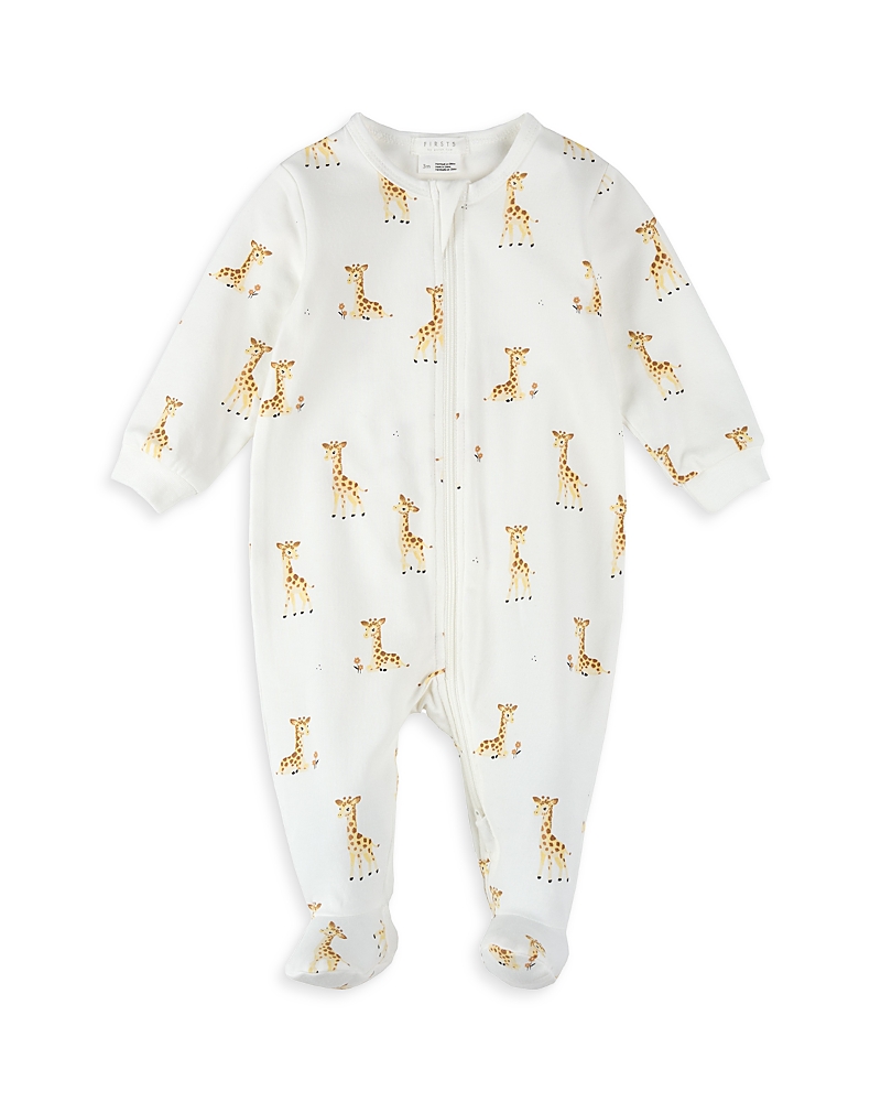 Shop Firsts By Petit Lem Girls' Giraffe Print Sleeper Footie - Baby