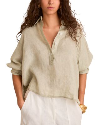 REISS - Nina Linen Popover Top