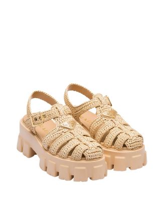 Prada Women's Monolith Crochet Cage Sandals | Bloomingdale's
