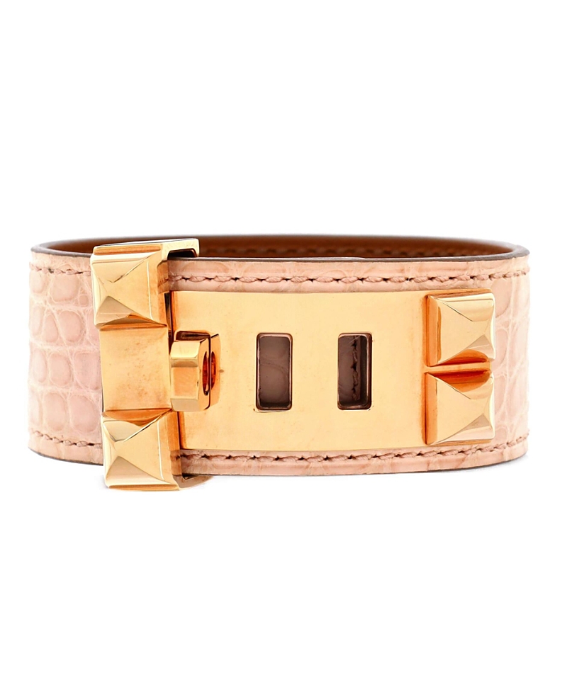 Pre-owned Pre-owned Hermes Hermes Collier De Chien 24 Bracelet Alligator In Alligator/silver Tone
