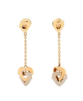 Pre-Owned Cartier - Double Heart Drop Earrings 18K Rose Gold with 18K White Gold