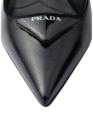 Women's Saffiano Patent Leather Slingback Pumps