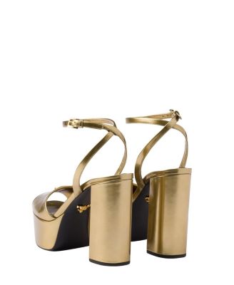 Women's Metallic Leather Platform Sandals