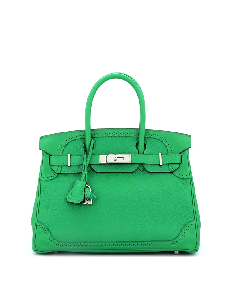 Pre-owned Pre-owned Hermes Hermes Birkin 30 Handbag Green Togo And Swift With Palladium Hardware In Bamboo