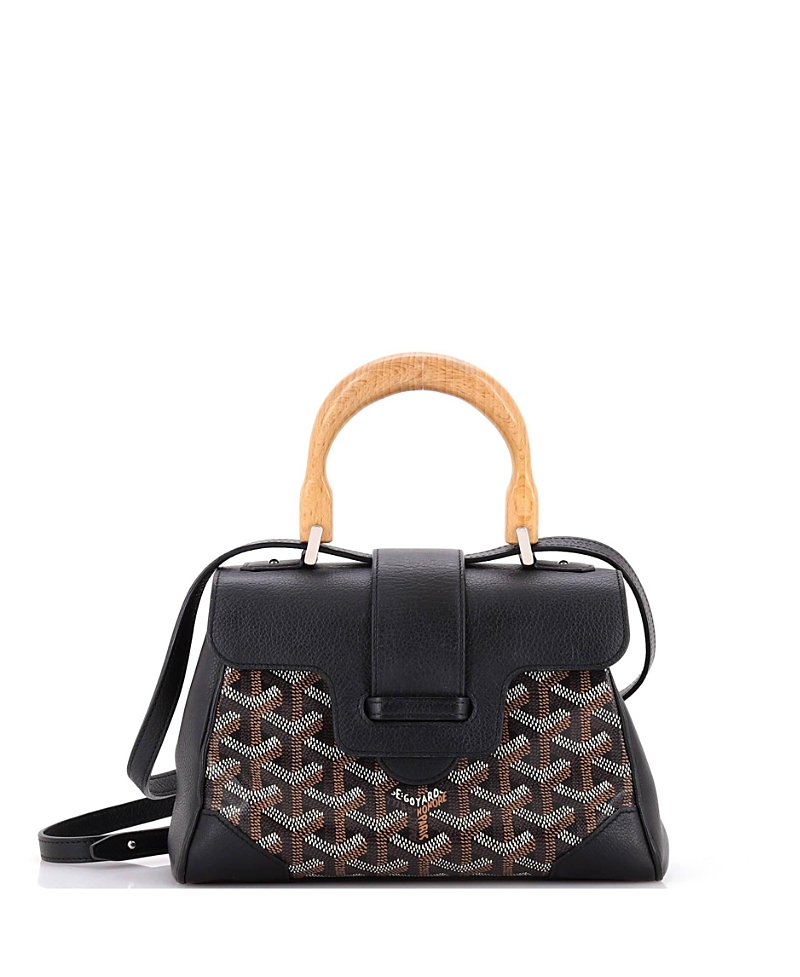 Pre-owned Pre-owned Goyard Goyard Mini Saigon Top Handle Bag Coated Canvas With Leather In Black